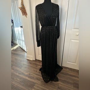 Baltic born black and gold sparkle gown